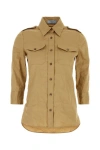 PRADA PRADA WOMAN KHAKI STRETCH POPLIN SHIRT