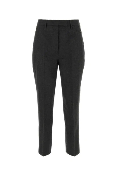 PRADA PRADA WOMAN MELANGE GRAPHITE WOOL PANT