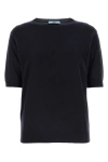 Prada Blue Cashmere Crew-neck Sweater Women In Blue