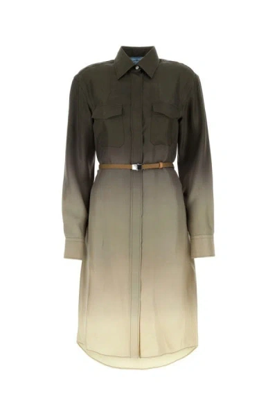 Prada Multicolor Twill Shirt Dress