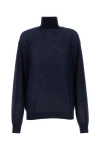 PRADA PRADA WOMAN NAVY BLUE CASHMERE SEE-THROUGH SWEATER