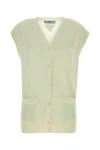 Prada Cashmere Vest With Cap Sleeves And Front Pockets In Green