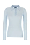 Prada Women's Pastel Cashmere Blend Polo Shirt In Blue