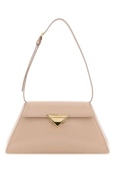 Prada Powder Pink Leather Shoulder Bag In Neutral