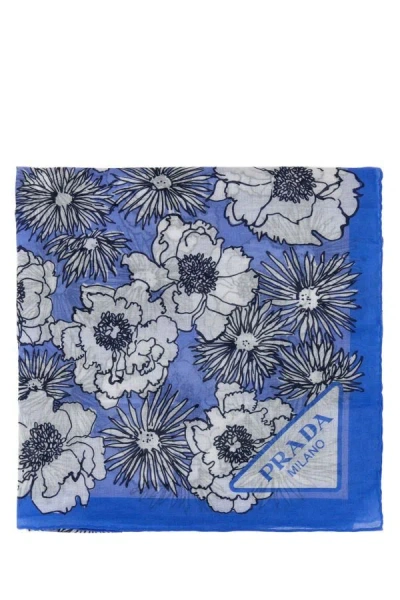 PRADA PRADA WOMAN PRINTED COTTON FOULARD