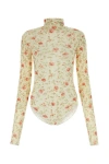 Prada Poppy Print Turtleneck Bodysuit In Multicolor
