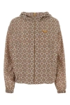 Prada Light Brown Printed Nylon Windbreaker In Multicolor