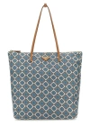 Prada Blue Printed Re-nylon Tote Bag In Multicolor