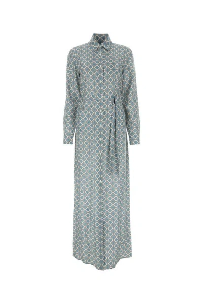 Prada Allover Printed Shirt Dress In Grey