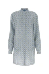 Prada Unique Print Silk Shirt Dress In Multicolor