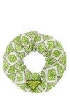 Prada Geometric Twill Twist Scrunchie In Multicolor