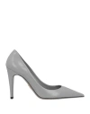 Prada Pointed-toe Leather Pumps In Gray