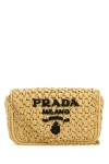 Prada Logo-embroidered Crochet Shoulder Bag In Brown