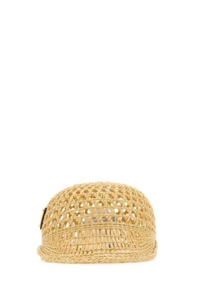 Prada Raffia Hat In Brown