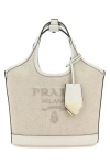 Prada Women's Sand Canvas Handbag In Gray