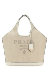 Prada Sand Canvas Handbag In Neutral