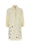 Prada Abito Chemisier In Cotone Sabbia Donna In Brown