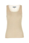 Prada Ribbed Cotton Tank Top Square Neckline In Brown
