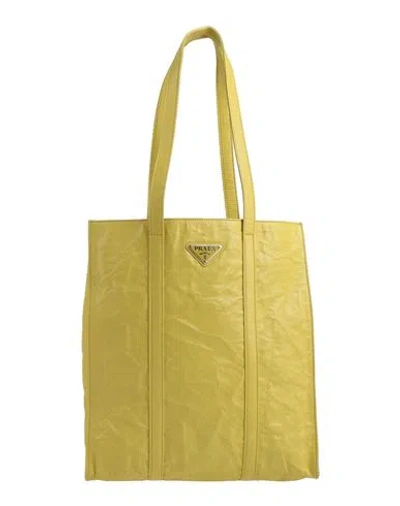 Prada Woman Shoulder Bag Acid Green Size - Soft Leather In Gold