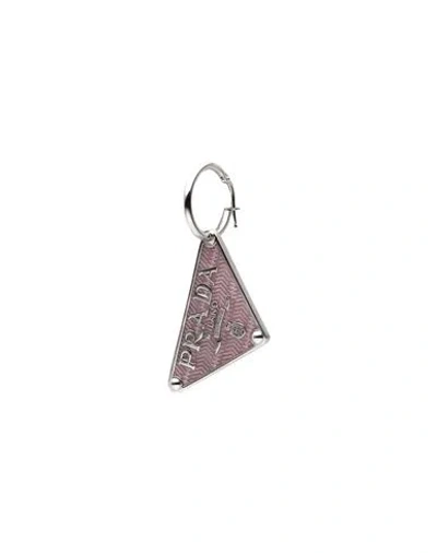 Prada Woman Single Earring Light Pink Size - 925/1000 Silver In Metallic