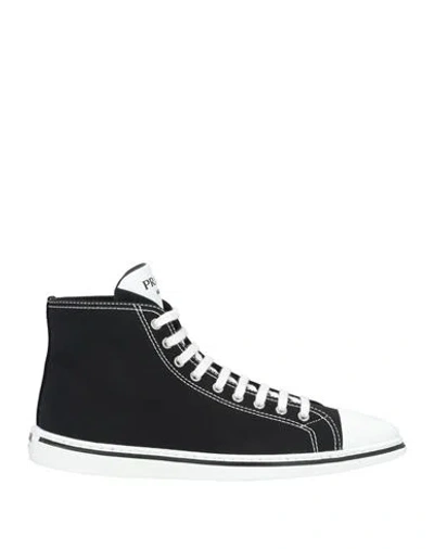 Prada Woman Sneakers Black Size 8 Leather, Textile Fibers