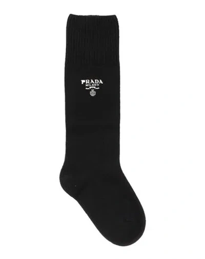 Prada Woman Socks & Hosiery Black Size S Virgin Wool, Cashmere, Polyamide, Elastane
