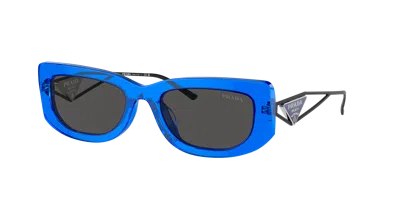 Prada Logo-plaque Rectangular-frame Sunglasses In Blau