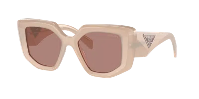 Prada Light Brown Irregular Ladies Sunglasses Pr 14zs 19r10d 50