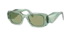 Prada Womens Green Pr A25s Rectangle-frame Acetate Sunglasses In Green Mirror Internal Silver