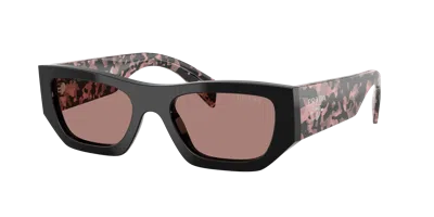 Prada Bold Acetate & Plastic Rectangle Sunglasses In Multi