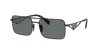 Prada Triangle-logo Rectangle-frame Sunglasses In Black