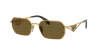 Prada Geometric Steel & Plastic Rectangle Sunglasses In Dark Brown