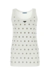 PRADA PRADA WOMAN WHITE COTTON TANK TOP