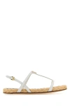 Prada Leather Thong Slingback Espadrille Sandals In White
