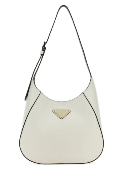 Prada Woman White Leather Shoulder Bag