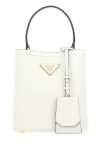 PRADA PRADA WOMAN WHITE LEATHER SMALL PANIER HANDBAG