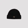 Prada Pr1hc3902dzlf0002bb Ribbed Wool Beanie In Black