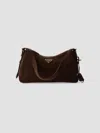 Prada Aimee Medium Suede Shoulder Bag In Chocolate
