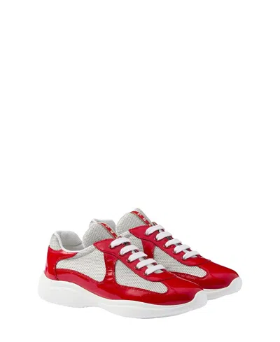 Prada Women's America's Cup Biker Fabric Sneakers In Red