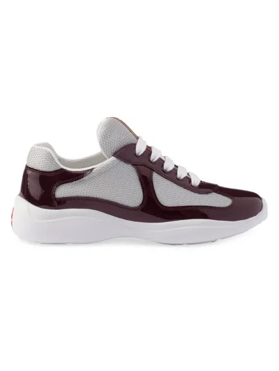 Prada Women's America's Cup Biker Fabric Sneakers In Burgundy