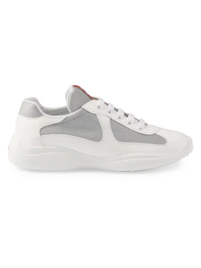 Prada White Lace Up Sneakers In Multi