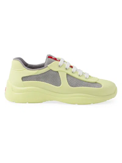 Prada Women's America's Cup Soft Rubber And Bike Fabric Sneakers In Neon Green