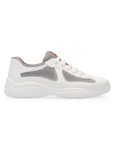 Prada White Lace Up Sneakers In Multi