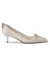 Prada Distressed Leather Pointed-toe Pumps In White