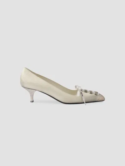 Prada Women's Antiqued Leather Pumps In Beige Khaki