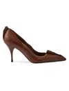 Prada Women's Antiqued Leather Pumps In Brown