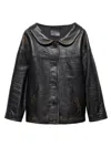 Prada Nappa Leather Single-breasted Jacket In Black