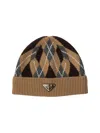 Prada Women's Argyle Knit Beanie In Brown