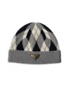 Prada Women's Argyle Knit Beanie In Gray
