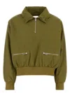 Prada Womens Green Logo-embellished Pull-on Cotton Jacket